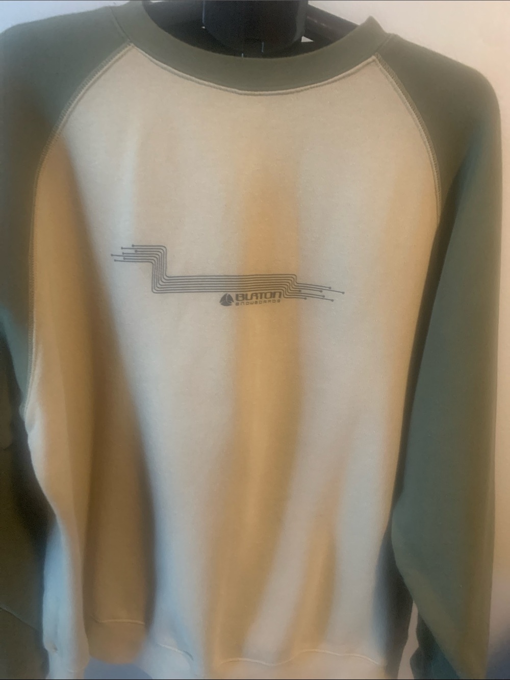Burton Two-Tone Crewneck Sweatshirt in Sage and Cream